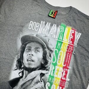 Bob Marley Graphic T Shirt Reggae Music Rasta Jamaica Soul Rebel Men XL Gray Tee